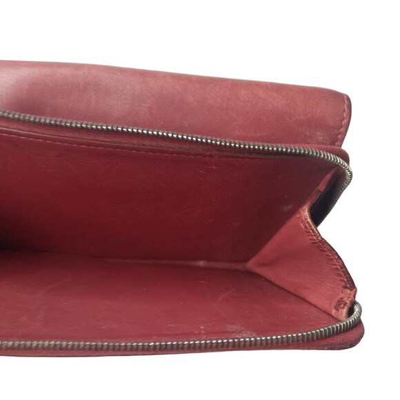 Vintage Coach Distressed Leather Wallet Maroon Red Boho Clutch Purse - Picture 8 of 9